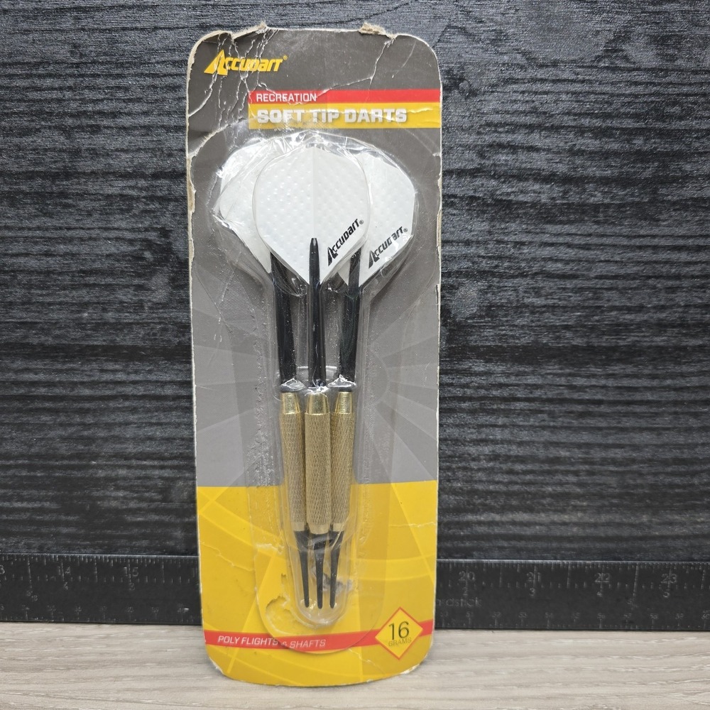 Soft Tip White Darts (3) Accudart Recreation  16 Gram Poly Flights & Shaft - New